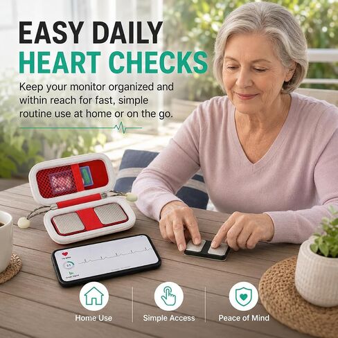 COMECASE Heart Monitor Case for KardiaMobile 1-Lead / 6L / 6L Max EKG Monitor, Protective Travel Carrier for AliveCor, Includes Detachable Pill Box and Carabiner in Kuwait