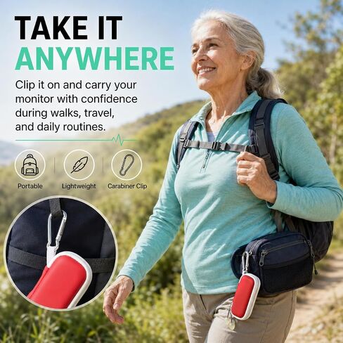 COMECASE Heart Monitor Case for KardiaMobile 1-Lead / 6L / 6L Max EKG Monitor, Protective Travel Carrier for AliveCor, Includes Detachable Pill Box and Carabiner in Kuwait