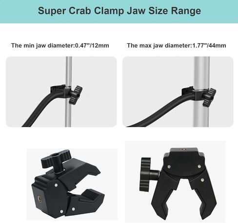حامل ميكروفون معقوفة، ذراع مرن قابل للتعديل مقاس 19.69 بوصة مع مشبك ميكروفون بمشبك Super Crab، حامل محول 3/8 بوصة - 16 إلى 5/8 بوصة -27، متوافق مع Shure/Fifine/AT2020/Pyle/Blue Snowball/Razer in Kuwait
