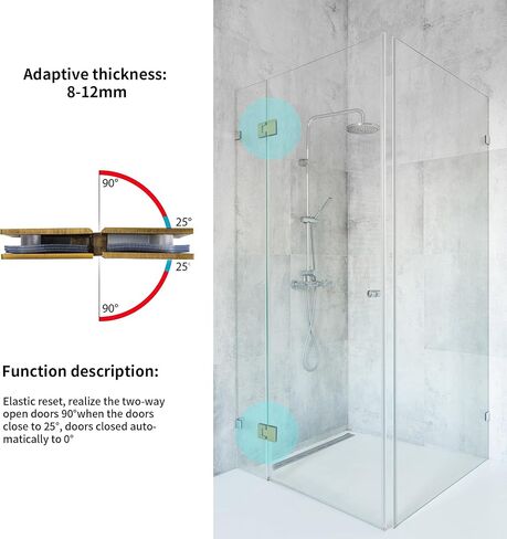 2 Pack Brushed Gold Glass Shower Door Hinge,180 Degree | Heavy Duty,304 Stainless Steel,Frameless Glass to Glass Hinges for 8mm-12mm in Kuwait