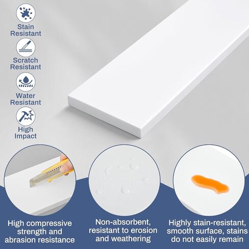 4" x 30" Super White Engineered Marble Threshold, Rigid Shower Curb & Vanity Backsplash for Tile Transitions, Window Sill, Fixed Size Easy to Cut in Kuwait