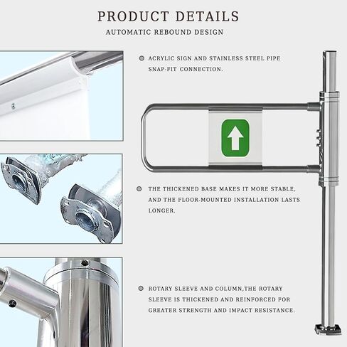 Single-Swing Entrance Door Manual Pedestrian Gate Automatic Closing Metal Swing Gate Half-Size Stainless Steel Portal (Silver 2.80cm/31.5in) for Market Use in Kuwait