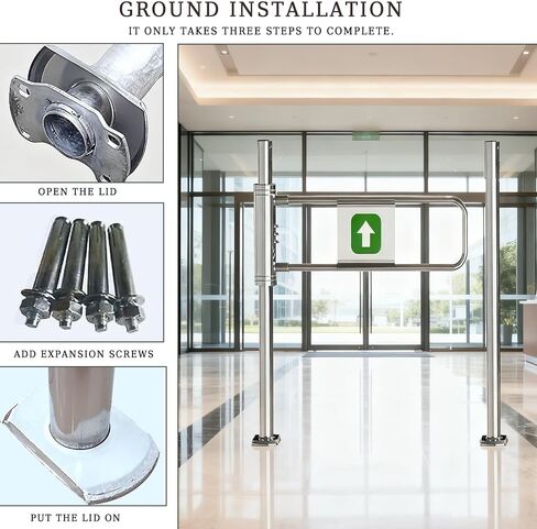 Single-Swing Entrance Door Manual Pedestrian Gate Automatic Closing Metal Swing Gate Half-Size Stainless Steel Portal (Silver 2.80cm/31.5in) for Market Use in Kuwait