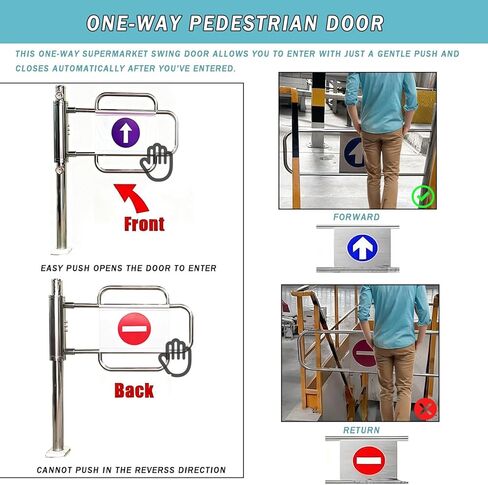 Automatic Swing Gate for Supermarkets, Half-Height Security Portal, Manual Pedestrian Access Door for High Traffic Areas and Enhanced Safety in Kuwait