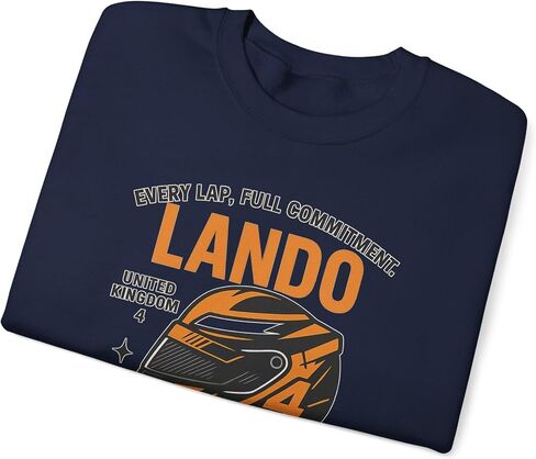 Lando Salute to Norris, Helmet Racing Sweatshirt – Papaya Orange Helmet Graphic Crewneck | Retro Motorsport Sweater | in Kuwait