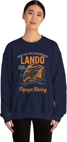 Lando Salute to Norris, Helmet Racing Sweatshirt – Papaya Orange Helmet Graphic Crewneck | Retro Motorsport Sweater | in Kuwait