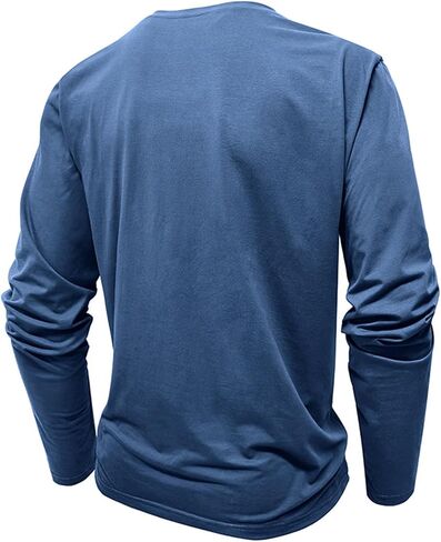 eoeioa Mens Henley Shirts Dressy Casual Long Sleeve Workout Shirt Lightweight Breathable Cotton Sweat Shirts with Pockets in Kuwait