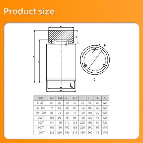 Column Load Cell Sensor 5T 10T 20T 30T 50T 100T Test Tension and Compression Force 1Pcs(50T) in Kuwait