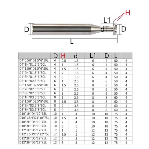 4mm 6mm 8mm T Slot End Mill - High Precision Carbide Milling Tool for T Slotting and Grooving,1pcs(4dx3.0hx1.5dx6xl50mm) in Kuwait