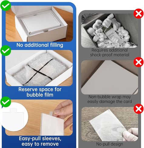 Card Grading Submission Kit for PSA, BGS, SGC, CGC, Shipping Box with EPE Foam & Bubble Wrap - Includes 25 Semi-Rigid Holders, 100 Card Sleeves, 2 Waterproof Plates in Kuwait