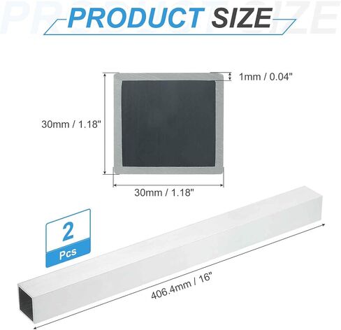 MECCANIXITY Aluminum Square Tubing,1.18"x1.18"x16" Long 0.04" Wall Thick 6063 Aluminum Square Tube Seamless Structural Metal Profile Hardware for Construction DIY Home Decor Furniture 2pcs in Kuwait