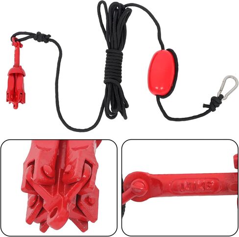 waltyotur 2 Pack 1.5 lb Red Marine Kayak Folding Grapnel Anchor Kit for Small Boats Kayaks Canoe Paddle Boards in Kuwait