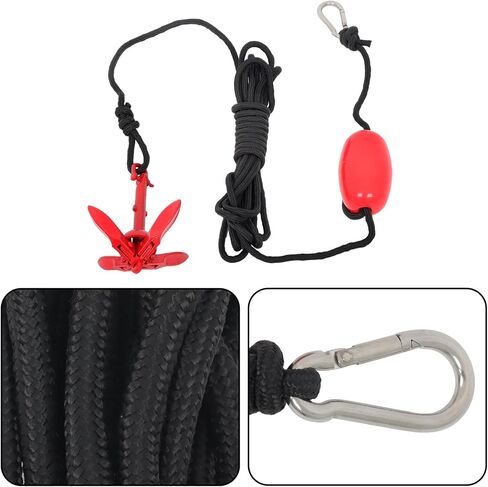 waltyotur 2 Pack 1.5 lb Red Marine Kayak Folding Grapnel Anchor Kit for Small Boats Kayaks Canoe Paddle Boards in Kuwait