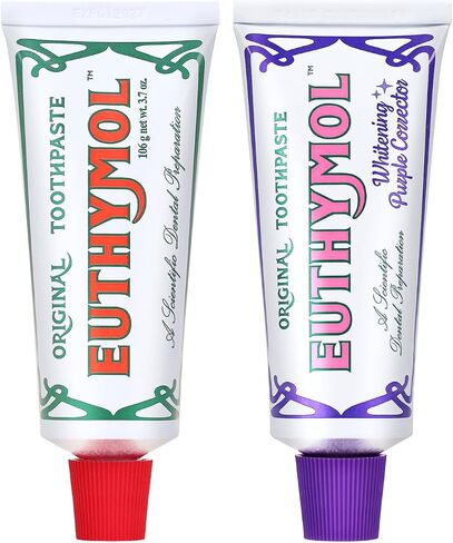 EUTHYMOL Purple Whitening Fresh Toothpaste Duo Bundle – 3.7 oz Each | Stain Removal, Violet Tone-Up for Yellow Teeth, Cavity Protection, Fresh Breath in Kuwait