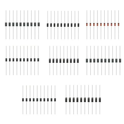 8Values Rectifier Diodes Kit 1N4007 1N4148 1N5399 1N5408 RL207 UF4007 FR107 FR207 1N5819 1N5822 10A10 Rectifier Schottky Diode Assortment KIt Electronic Silicon Diodes in Kuwait