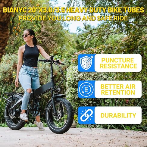قطعتان من أنابيب الدراجة الدهنية عالية التحمل 20 بوصة × 3.0/3.5 من BiAnYC، صمام شريدر 32 مم، مناسبة لحجم الإطار 20 بوصة × 3.0-3.5 دراجات جبلية وطرادية in Kuwait