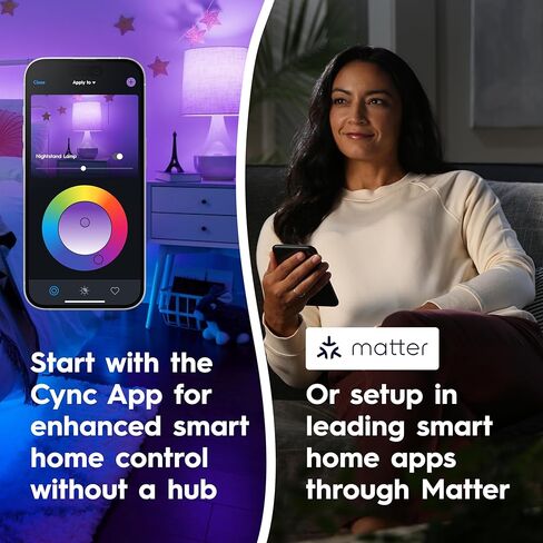 GE Cync Smart LED Light Bulbs, Color Changing Decorative Light Bulbs, Indoor WiFi Lights, Matter Compatible, Compatible with Alexa and Google Home, Medium Base (3 Pack) in Kuwait