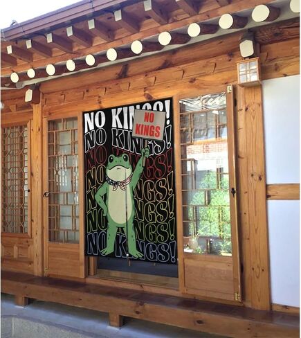 Portland Frog no King Protest Door Curtain 34x56 in | Durable Polyester Fabric, Breathable Privacy Design, Easy Install, Ideal For Living Room, Bedroom, Entryway in Kuwait