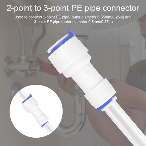 6pcs Water Purifier Adapter, 3/8 to 1/4 Water Line Adapter Straight Push-to-Connect Quick Plastic Pipe Connectors for RO Reverse Osmosis Purifier Systems Filters Faucet Fittings in Kuwait