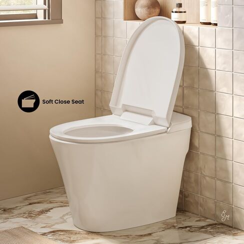 مرحاض Swiss Madison Hugo H Power Flush Tankless مرحاض 10 بوصة خشن في 1 GPF غير كهربائي ADA مع خزان متكامل باللون الأبيض اللامع in Kuwait