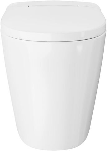 مرحاض Swiss Madison Hugo H Power Flush Tankless مرحاض 10 بوصة خشن في 1 GPF غير كهربائي ADA مع خزان متكامل باللون الأبيض اللامع in Kuwait
