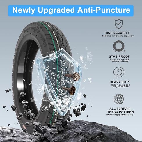 إطار بدون أنبوب للدراجة الإلكترونية مقاس 14X2.50 مع حماية ذاتية الغلق للثقب 6PR 1PAC | لدراجة كهربائية قابلة للطي 2.50-10 60/100-10، سكوتر، مقاوم للثقب، تصميم 6 مستويات، جدران جانبية سميكة، مقاومة للاهتراء in Kuwait