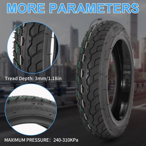 إطار بدون أنبوب للدراجة الإلكترونية مقاس 14X2.50 مع حماية ذاتية الغلق للثقب 6PR 1PAC | لدراجة كهربائية قابلة للطي 2.50-10 60/100-10، سكوتر، مقاوم للثقب، تصميم 6 مستويات، جدران جانبية سميكة، مقاومة للاهتراء in Kuwait