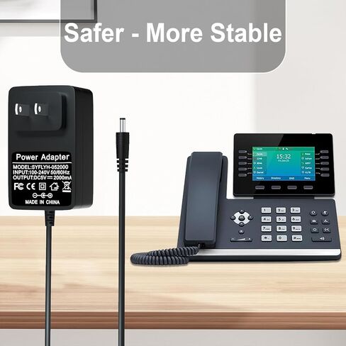 سلك محول الطاقة 5V0.6A للهواتف اللاسلكية Yealink SIP المتوافقة مع W52P، W52H، W56P، W76، وهواتف المكتب - T40G، T23G، T21، T21P، T30، T31، T33، T21P-E2، T19، T19P شاحن إمداد الطاقة in Kuwait