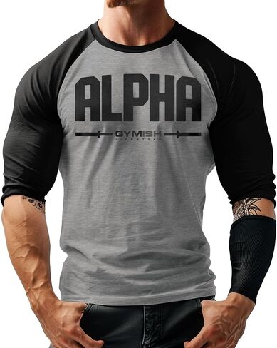 Gymish Lifestyle ¾ Sleeve Raglan Alpha Muscle Tee Men in Saudi Arabia