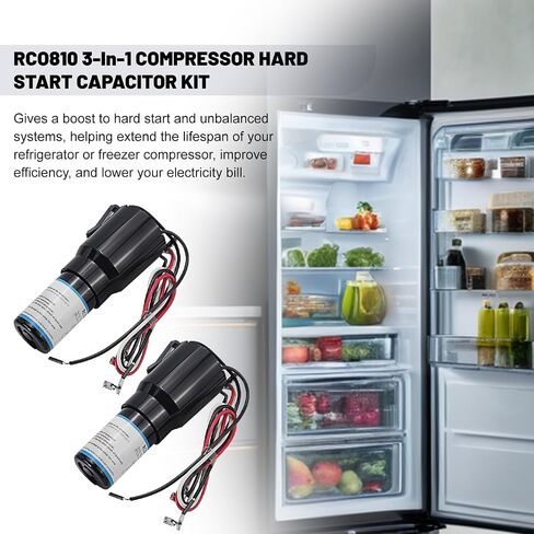 RCO810 3 في 1 مجموعة البداية الصلبة المتوافقة مع الثلاجة والمجمدات 110-125VAC مكثف التتابع الزائد 1/12 إلى 1/5 يستبدل TJ90RCO810 AP4503019 ERP810 HS8 HS810 RC100 (عبوتان) in Kuwait