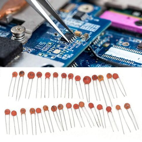 مجموعة متنوعة من المكثفات السيراميكية، 600 قطعة 30 قيمة 2pf-100nf 50V مكونات إلكترونية، مكثفات رطوبة عالية الثبات لمشاريع إصلاح النماذج الأولية لتصميم الدوائر in Kuwait