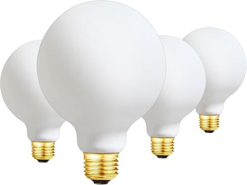 لمبة إضاءة LED من Leools G30/G95 بيضاء لامعة خالية من النقر 6 وات بيضاء ناعمة 3000 كيلو CRI95 600LM، لمبة إضاءة LED اديسون غلوب عتيقة مكافئة 60 وات، قاعدة E26 القياسية، 4 عبوات in Kuwait