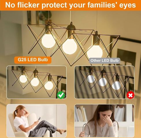لمبة إضاءة LED من Leools G30/G95 بيضاء لامعة خالية من النقر 6 وات بيضاء ناعمة 3000 كيلو CRI95 600LM، لمبة إضاءة LED اديسون غلوب عتيقة مكافئة 60 وات، قاعدة E26 القياسية، 4 عبوات in Kuwait