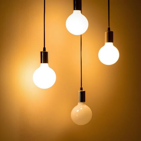 G40/G125 LED مصباح كروي كبير E26 60W لمبات كبيرة 2700K أبيض دافئ | مصابيح إضاءة زخرفية ذات خيوط زجاجية بيضاء كبيرة الحجم ومغطاة بالداخل، ومصابيح مستديرة لتركيبات إضاءة الثريا in Kuwait
