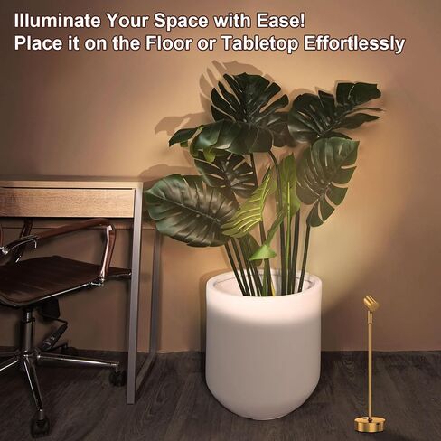IMAGE Golden Cordless Spotlight عالية الطاقة قابلة للتعديل على شكل طاولة للنباتات والأعمال الفنية وعروض المجوهرات والأرفف والخزانة، لاسلكي أبيض دافئ، USB من النوع C، للمنزل، المطعم، والبار in Kuwait