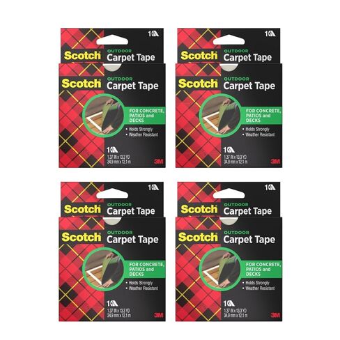 3M Scotch Double-Sided Carpet Tape 1.3 in x 40 ft Rolls - 4 Pack | Heavy Duty, Indoor/Outdoor, Non-Slip Adhesive, For Hardwood, Vinyl, Tile & Concrete, Rug Gripper for Area Rugs and Mats in Kuwait