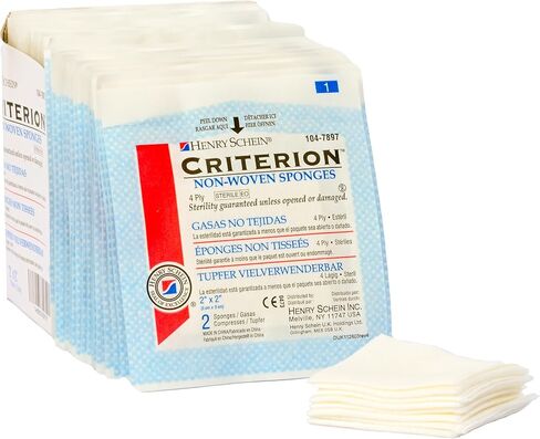 Criterion Non-Woven Gauze Sponges, 2" x 2", Sterile, Low-Lint, 150 Ct | Absorbent Rayon/Polyester Blend, 3 Packs of 50, Designed for Wound Cleaning, Skin Prep, First Aid Kits and Medical Use in Saudi Arabia