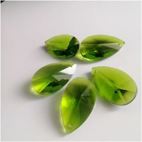 Hanging Crystals Prisms 7PCS 38mm Green Pear Shape Crystal Pendants Prisms Drop Beads Hanging for Lighting Lamp Parts Hangings Crystals for Decoration in Saudi Arabia