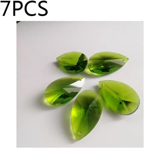 Hanging Crystals Prisms 7PCS 38mm Green Pear Shape Crystal Pendants Prisms Drop Beads Hanging for Lighting Lamp Parts Hangings Crystals for Decoration in Saudi Arabia