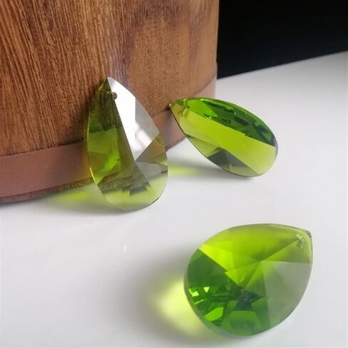 Hanging Crystals Prisms 7PCS 38mm Green Pear Shape Crystal Pendants Prisms Drop Beads Hanging for Lighting Lamp Parts Hangings Crystals for Decoration in Saudi Arabia