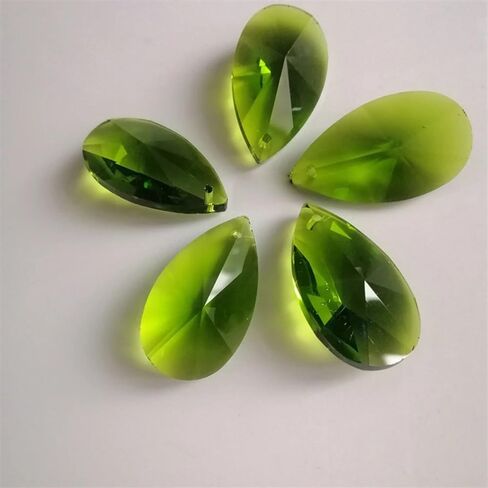 Hanging Crystals Prisms 7PCS 38mm Green Pear Shape Crystal Pendants Prisms Drop Beads Hanging for Lighting Lamp Parts Hangings Crystals for Decoration in Saudi Arabia