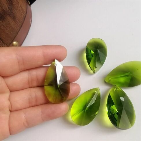 Hanging Crystals Prisms 7PCS 38mm Green Pear Shape Crystal Pendants Prisms Drop Beads Hanging for Lighting Lamp Parts Hangings Crystals for Decoration in Saudi Arabia