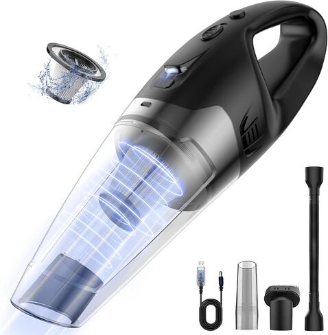 BSRCO Handheld Vacuum Cordless Rechargeable 3-in-1, Car Vacuum Portable Cordless with USB Charge, Handheld Vacuum with LED Light, HEPA Filter, 1.65LBs Lightweight Vacuum Cleaner for Dust, Pet Hair in Saudi Arabia