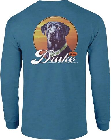 Drake Waterfowl Men’s Vintage Black Lab Long Sleeve T-Shirt – Cotton Blend Graphic Hunting Shirt with Pocket in Kuwait