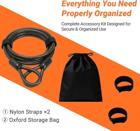 3/8" Heavy Duty Security Cable with Dual Loops, Braided Steel Bike Lock Cable for Bicycle, Scooter & Outdoor Equipment Protection, Flexible Vinyl Coated Anti-Theft Cable (7ft) in Kuwait