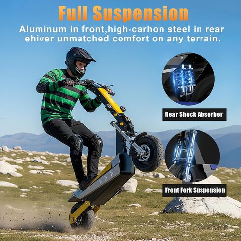 Tomofree Fast Electric Scooter, 3000W/60V 35Ah Off Road E Scooter, 45 Miles Long Range, 40 MPH Top Speed, 11" Tires, Foldable Kick Scooter for Adults and Teens with Full Suspension in Kuwait