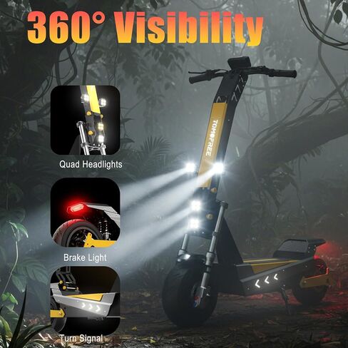 Tomofree Fast Electric Scooter, 3000W/60V 35Ah Off Road E Scooter, 45 Miles Long Range, 40 MPH Top Speed, 11" Tires, Foldable Kick Scooter for Adults and Teens with Full Suspension in Kuwait