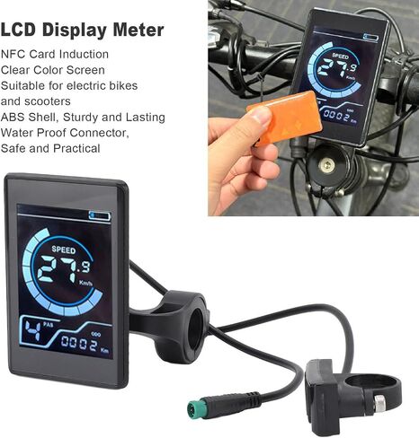 لوحة تحكم LCD كهربائية لركوب الدراجات مع بطاقتي NFC، وغطاء ABS، وشاشة ملونة عالية الدقة، وموصل 5 دبابيس، مناسب عالمي للدراجات الكهربائية والدراجات البخارية in Kuwait