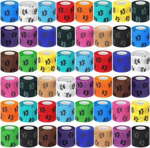 Treela 48 Pack Self Adhesive Wrap Bandages Bulk, 2 Inch x 5 Yard Breathable Athletic Tape Self Adherent Cohesive Bandage Tape for Sport Injuries First Aid Tape for Pet (Multicolor) in Kuwait