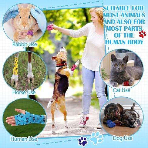 Treela 48 Pack Self Adhesive Wrap Bandages Bulk, 2 Inch x 5 Yard Breathable Athletic Tape Self Adherent Cohesive Bandage Tape for Sport Injuries First Aid Tape for Pet (Multicolor) in Kuwait